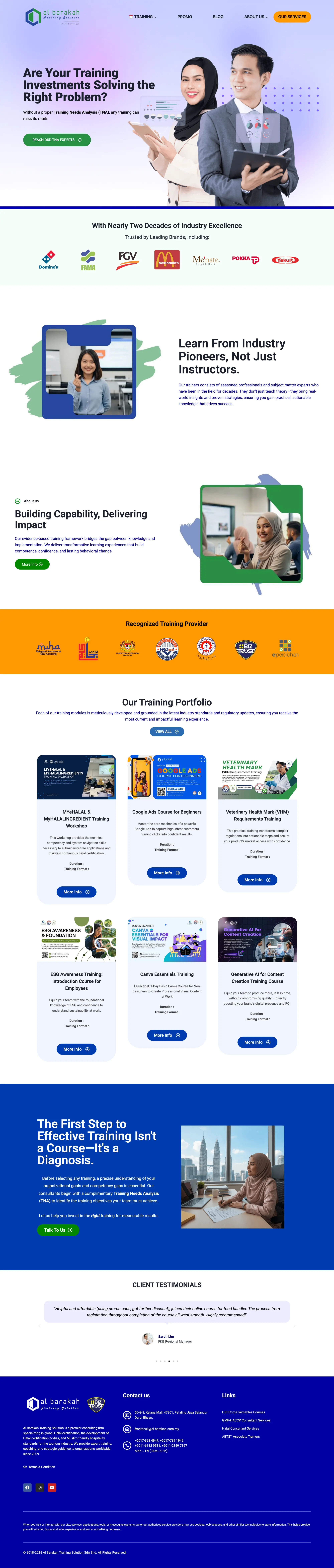 Al-Barakah Training Solution — the full homepage