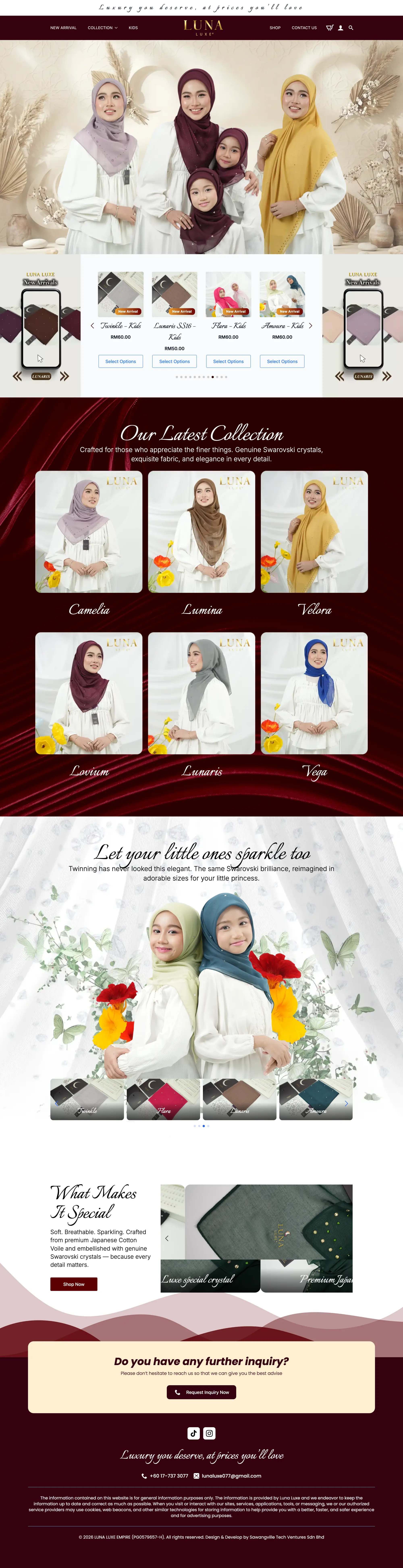 Luna Luxe Empire — the full homepage