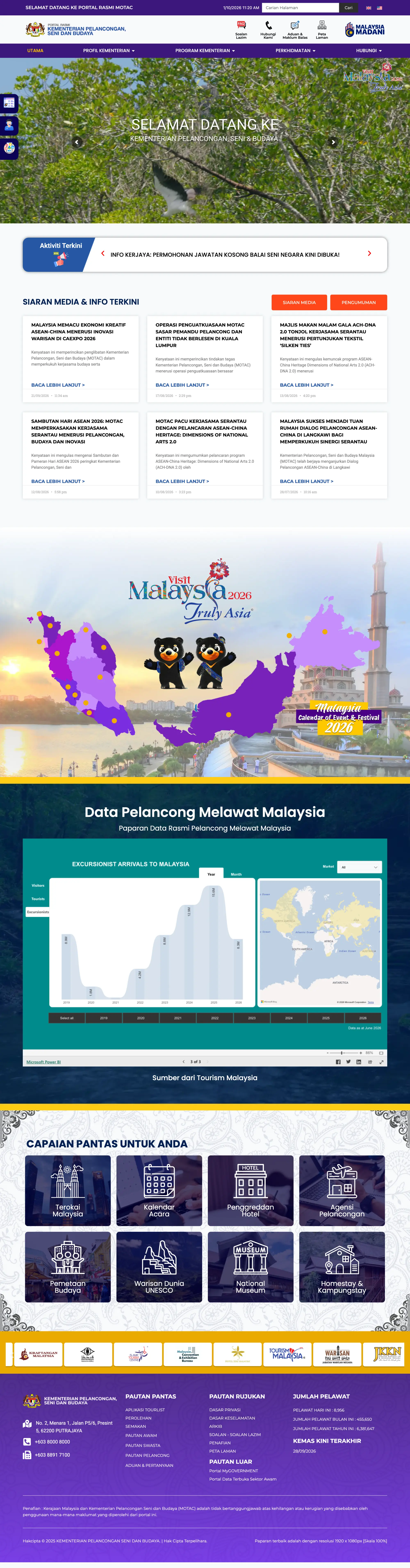 MOTAC Portal — the full homepage